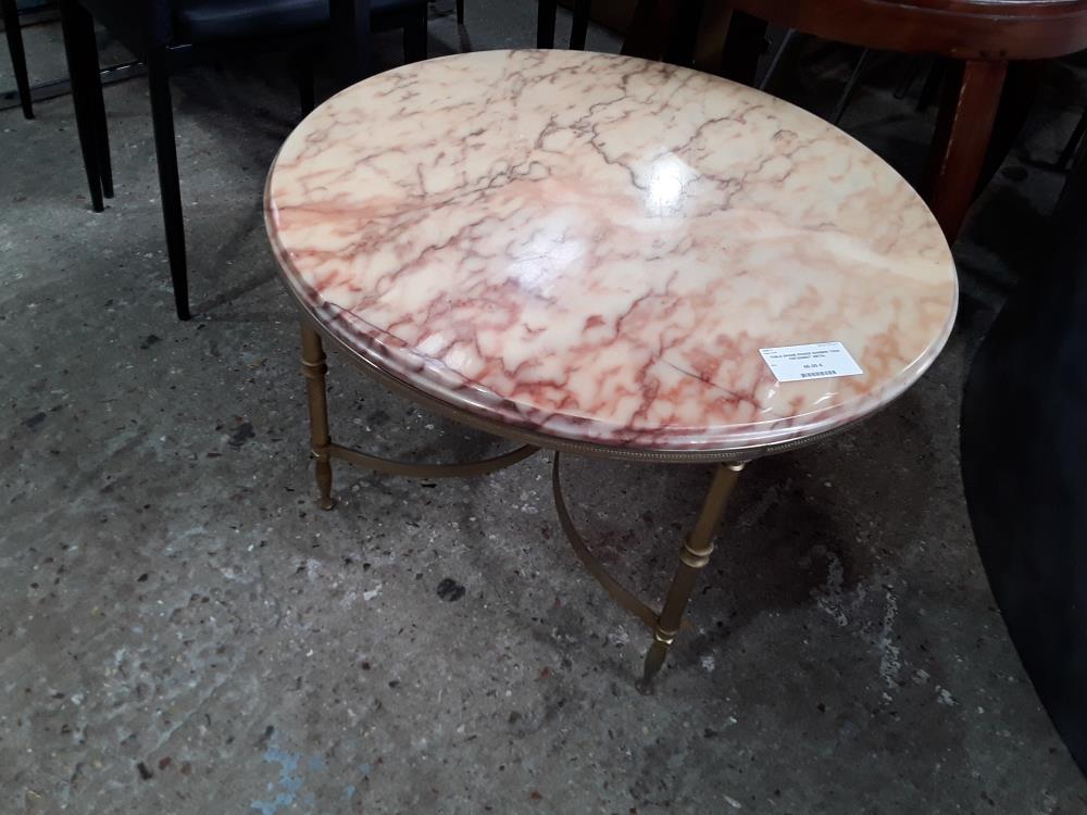 TABLE BASSE RONDE MARBRE 70CM PIETEMENT METAL