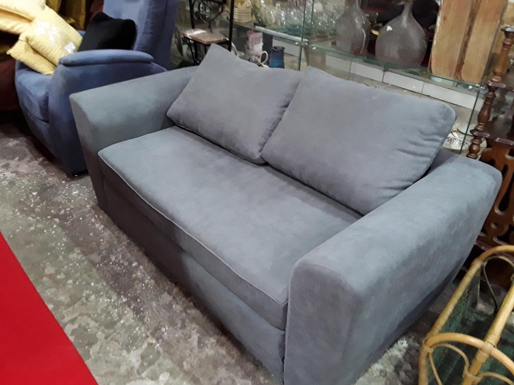 CANAPE TISSU GRIS 2 PLACES CONVERTIBLE MOUSSE VALEUR 209E
