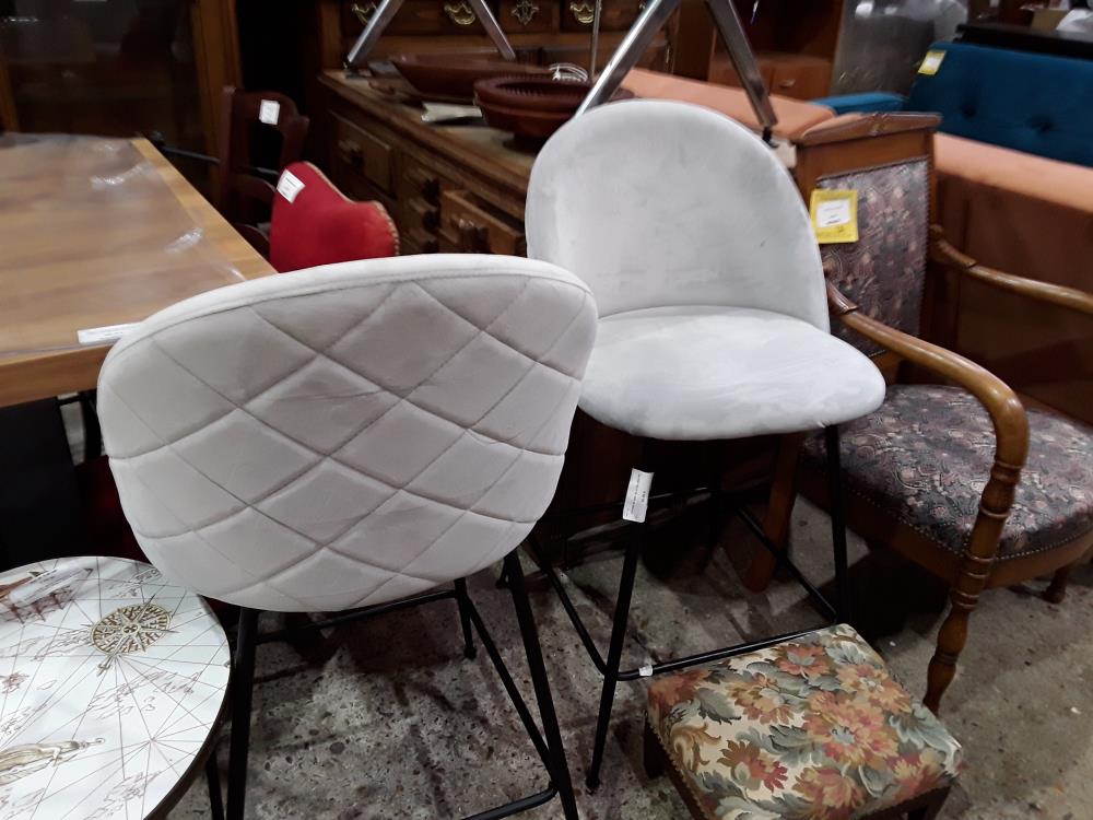 CHAISE DE BAR VELOURS GRIS SIA