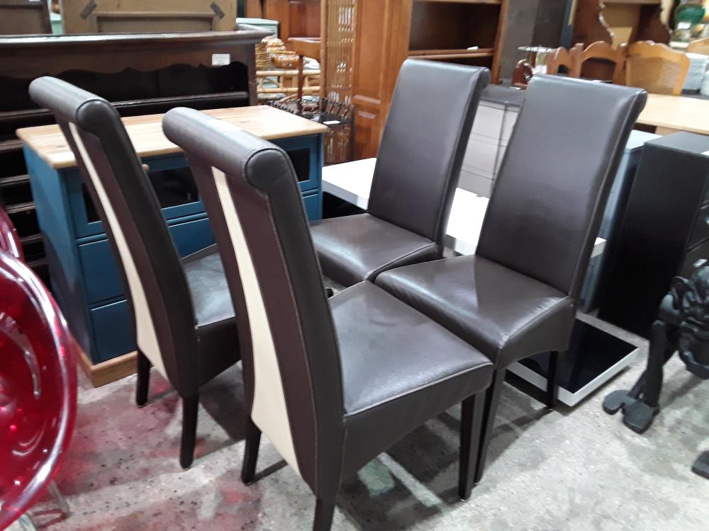 SERIE DE CHAISES SIMILI MARRON SIMILI