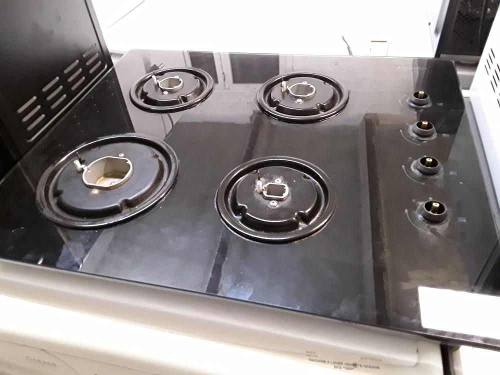 PLAQUE 4 FEUX SIGNATURE VERRE NOIRE GAZ BUTANE 