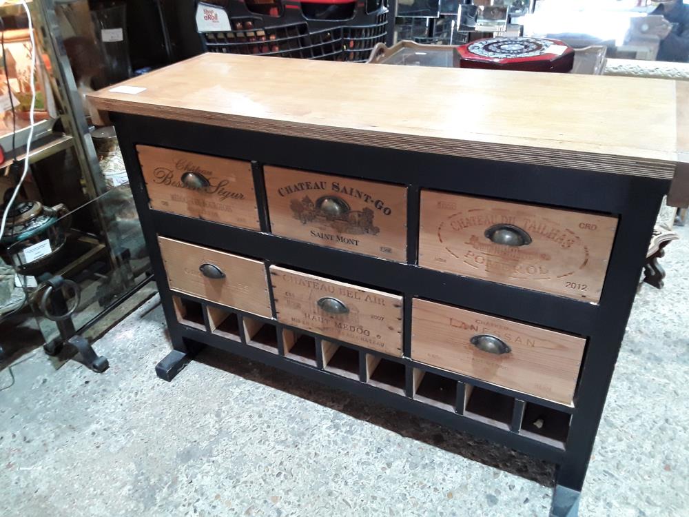 MEUBLE BAS 6 TIROIRS DECOR CAISSE A VIN 9 CASIERS PM