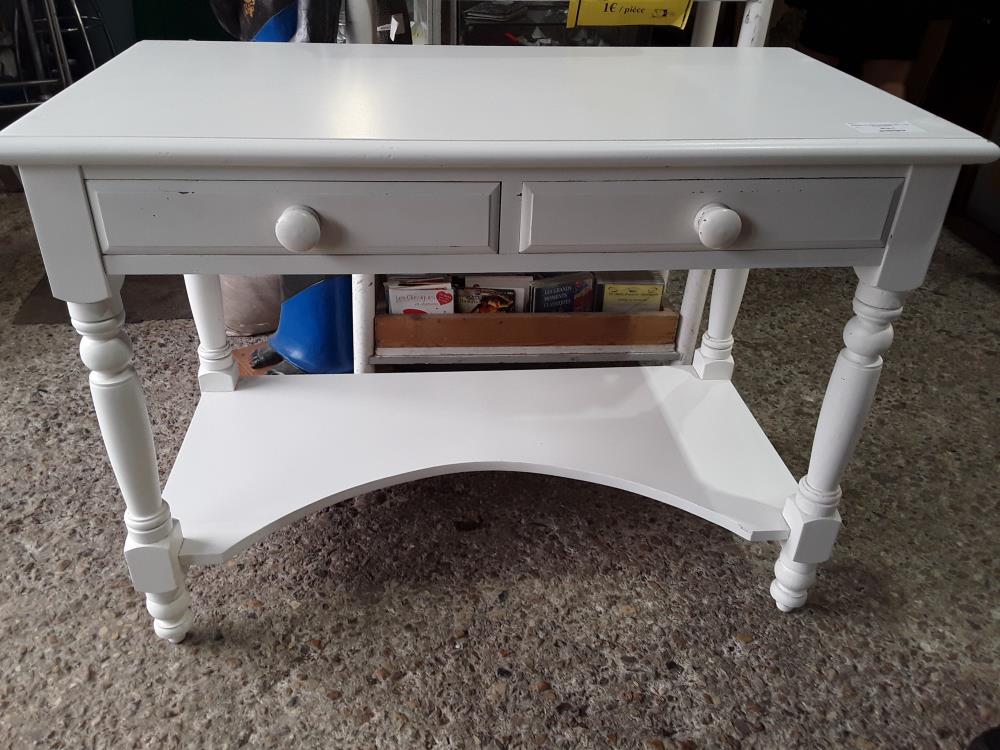 BUREAU BLANC 2T PLATEAU DEMI LUNE EN BAS105X54