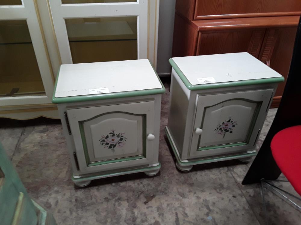 CHEVET 1P VERT DECOR FLEURIS