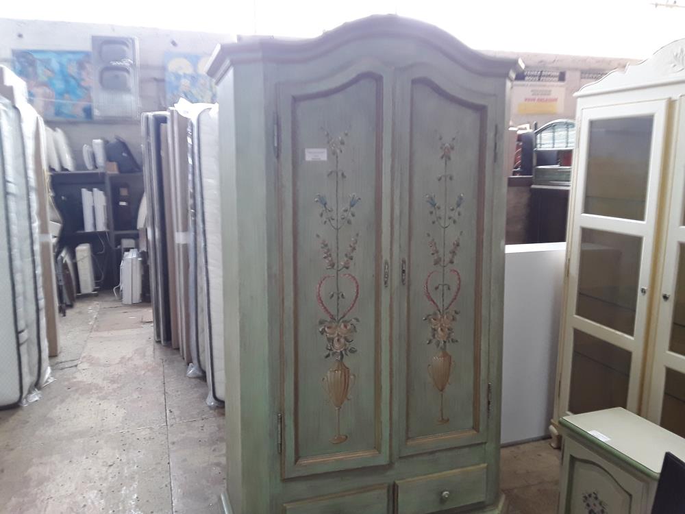 BIBLIOTEQUE  1T DOUBLE VERTE DECOR FLEURIS DEFAUT COTE PORTE