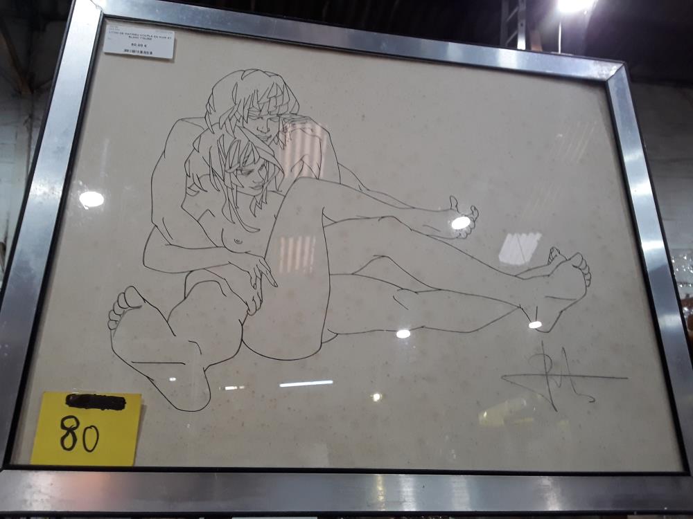 LITHO DE MATHIEU COUPLE EN NOIR ET BLANC PIQUEE