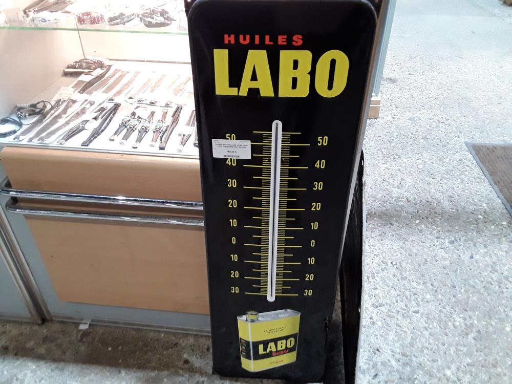 PLAQUE EMAILEE LABO NOIRE COUP COTE THERMOMETRE A REVOIR