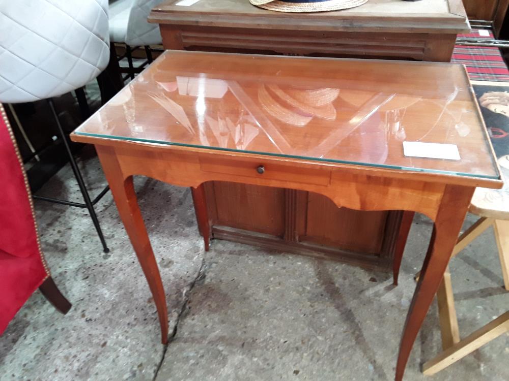 TABLE BUREAU 42X70 MERISIER 1T + VERRE
