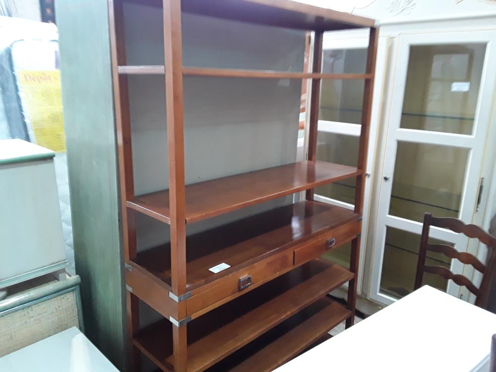 ETAGERE BOIS TEINTE MIEL 2T 4 TABLETTES