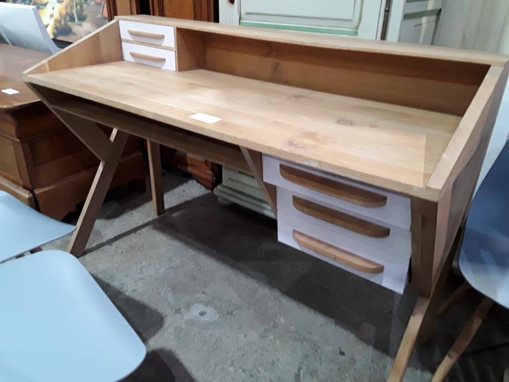 BUREAU CHENE ETHNICRAFT ORIGAMI 5T BLANC