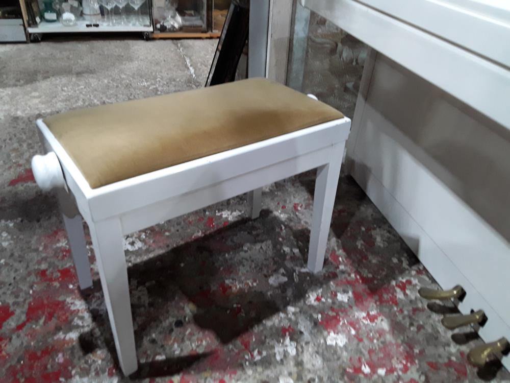 BANC DE PIANO QUOD LAQUE BLANC VELOURS  MARRON 