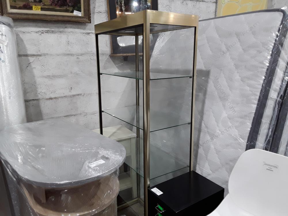 VITRINE ALU LAITONNEE 4 TABLETTES VERRE 76CM