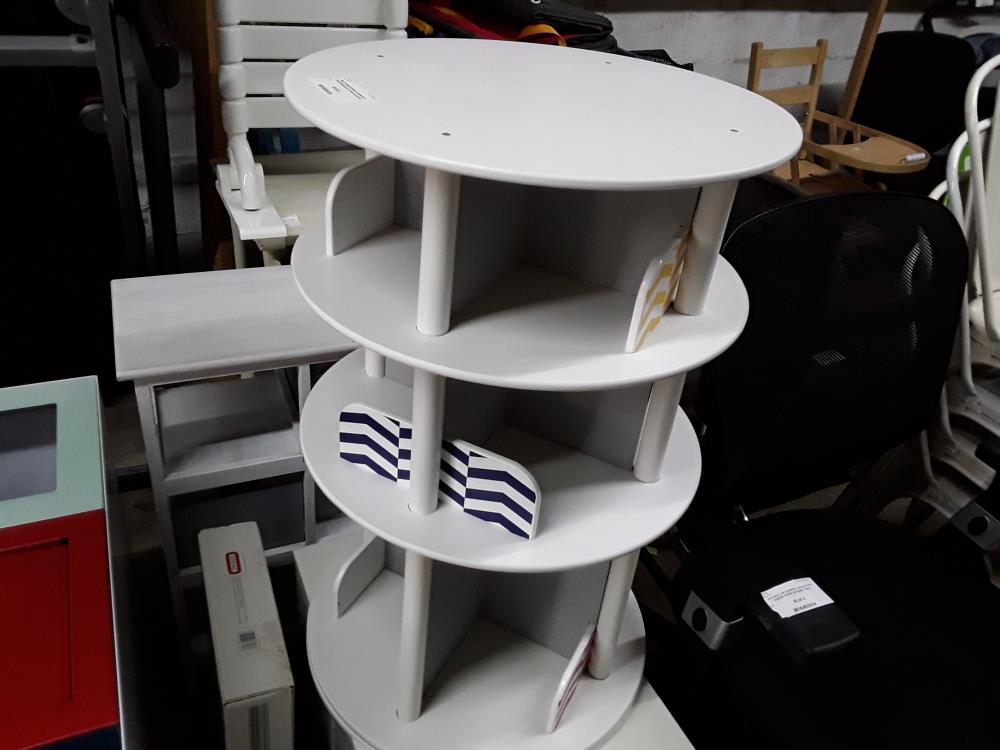 BIBLIOTHEQUE RONDE TOURNANTE MELAMINEE BLOC LIVRES COULEUR