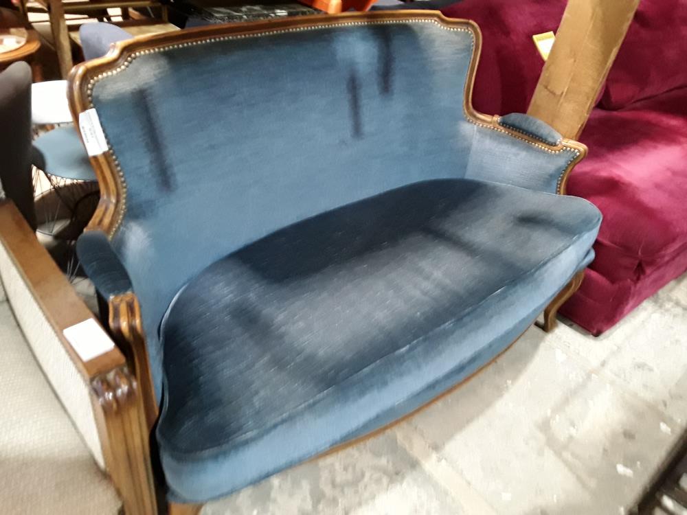 BANQUETTE PM TISSU VELOURS BLEU