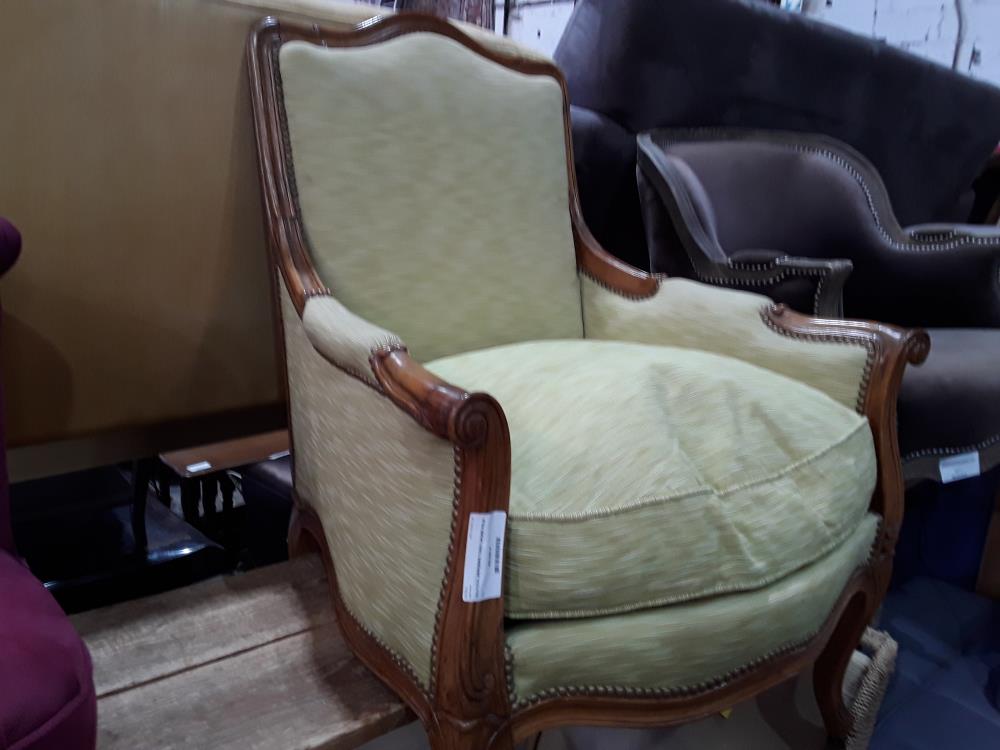 FAUTEUIL BERGERE TISSU JAUNE PALE 