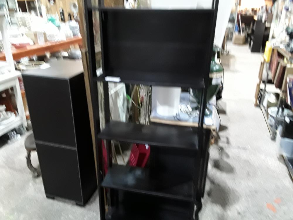 ETAGERE NOIRE BOIS ETROITE 5 TABLETTES