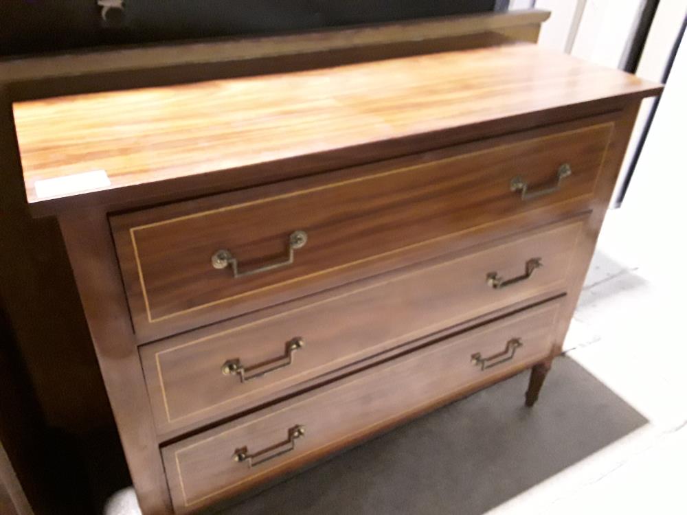 COMMODE 3T ACAJOU FILET LAITON