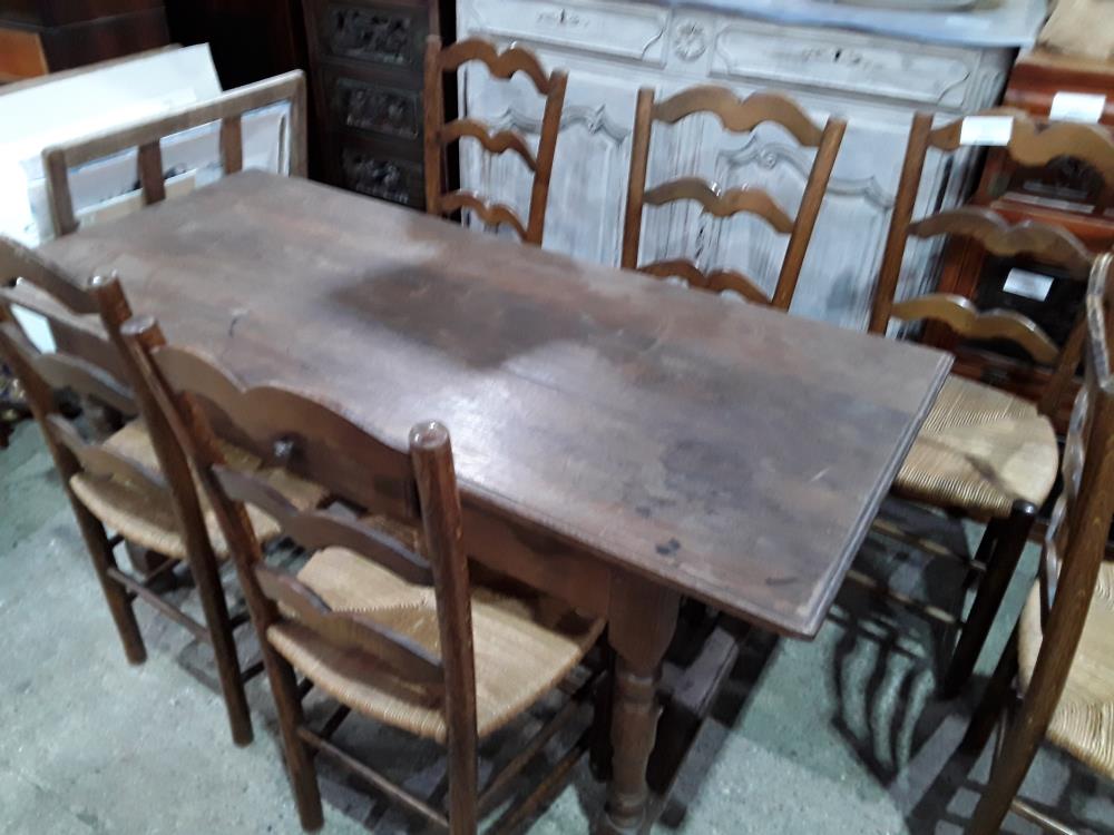 SERIE DE 6 CHAISE RUSTIQUES ASSISE PAILLE