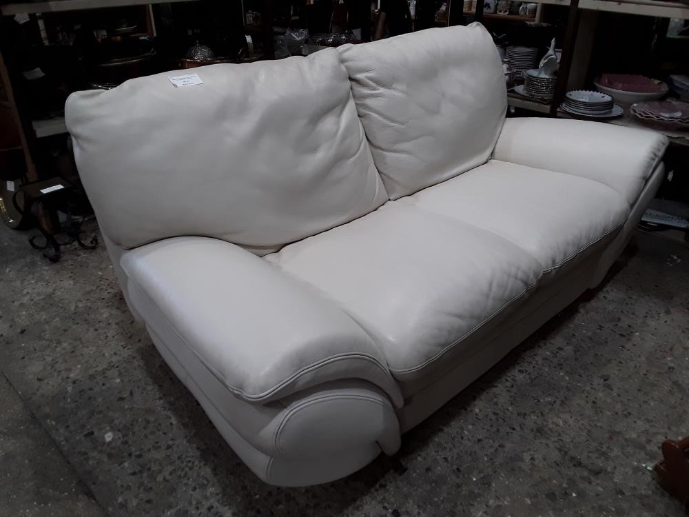 CANAPE CUIR BLANC FIXE  CHATEAU DAX DOSSIER 1 DEFAUT