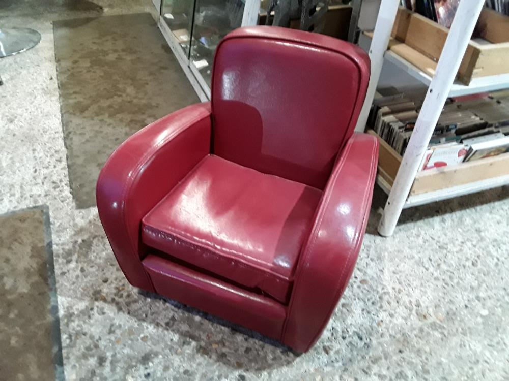 FAUTEUIL TYPE CLUB ENFANT SIMILI CUIR ROUGE