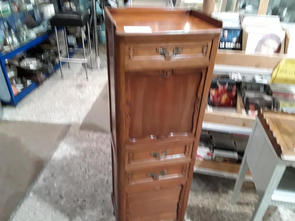 SECRETAIRE ECRITOIRE MERISIER 3 TIROIRS 1 TABLETTE 1 VOLETS DEFAUT COTE