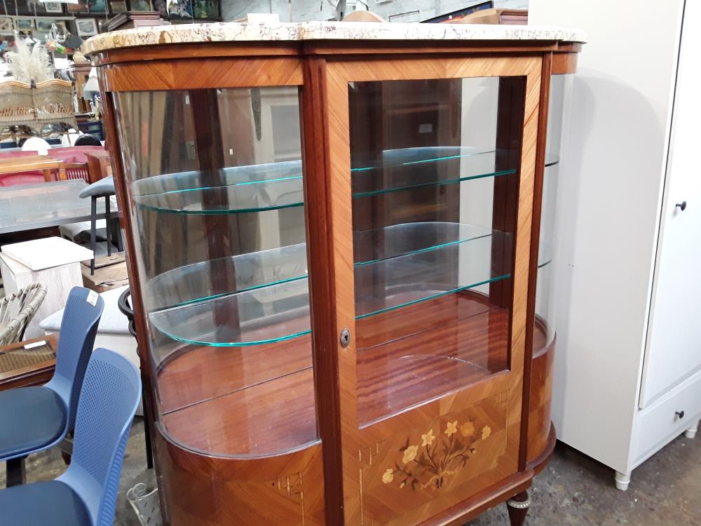 ARGENTIER ARRONDI MARQUETE DECOR FLEURS 1P DESSUS MARBRE