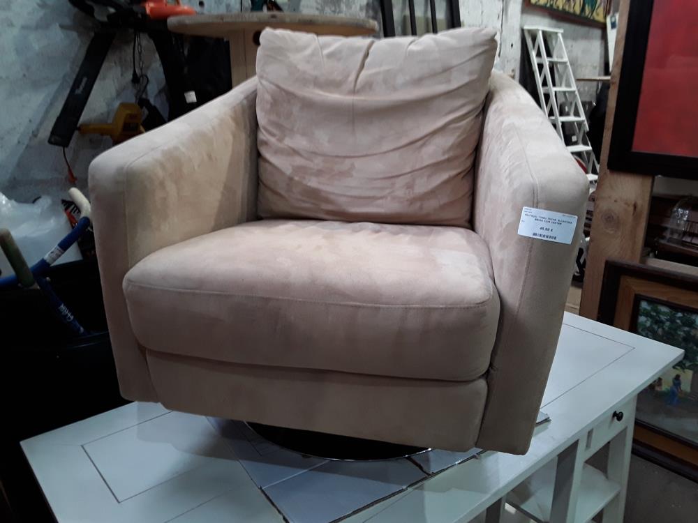 FAUTEUIL  TISSU TACHE  ALCANTARA BEIGE CUIR CENTER
