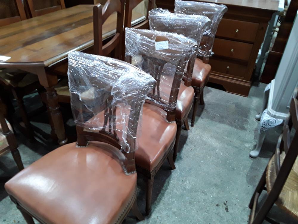 SERIE DE 4 CHASIES ASSISE SIMILI MARRON DOSSIER PANIER AJOURE