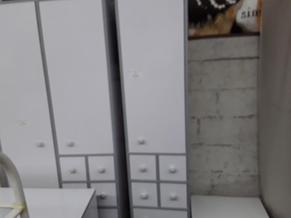 COLONNE SDB BLANCHE 2P 4T LISERET GRIS 