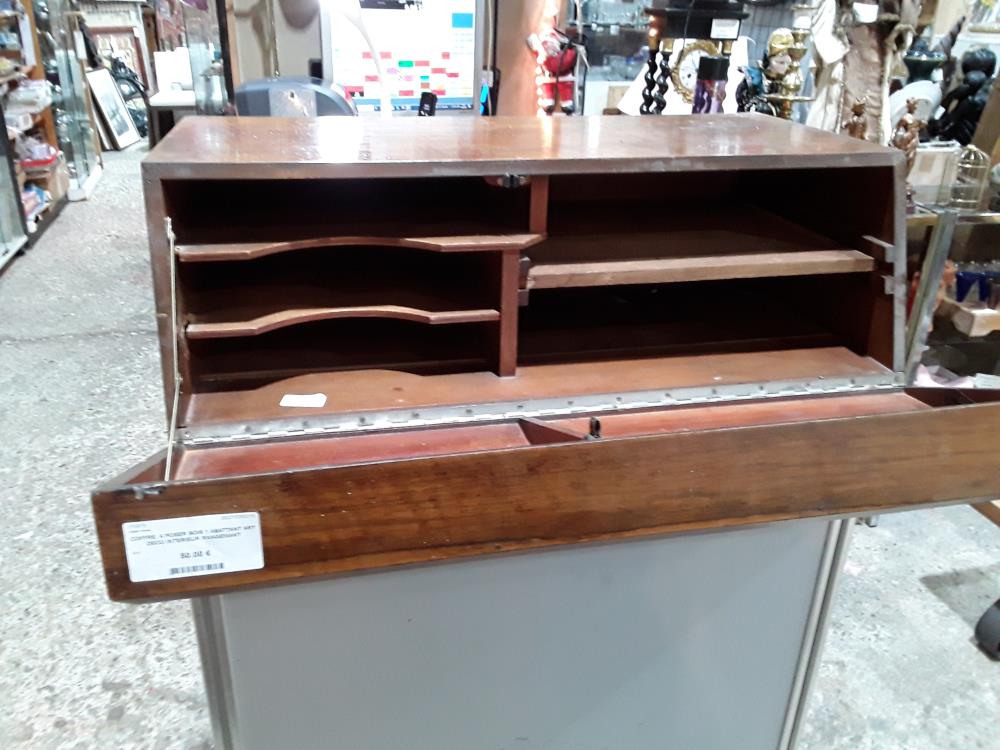 COFFRE  A POSER BOIS 1 ABATTANT ART DECO INTERIEUR RANGEMANT