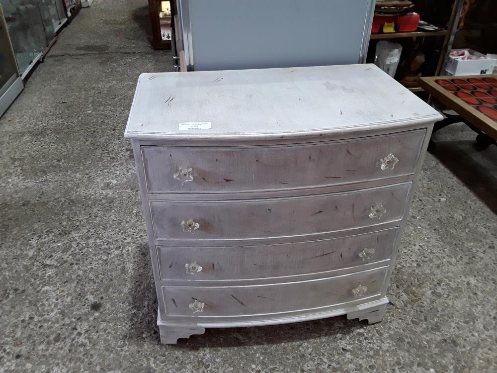 COMMODE 4T GRISE TYPE CERUSEE BOUTONS ETOILES