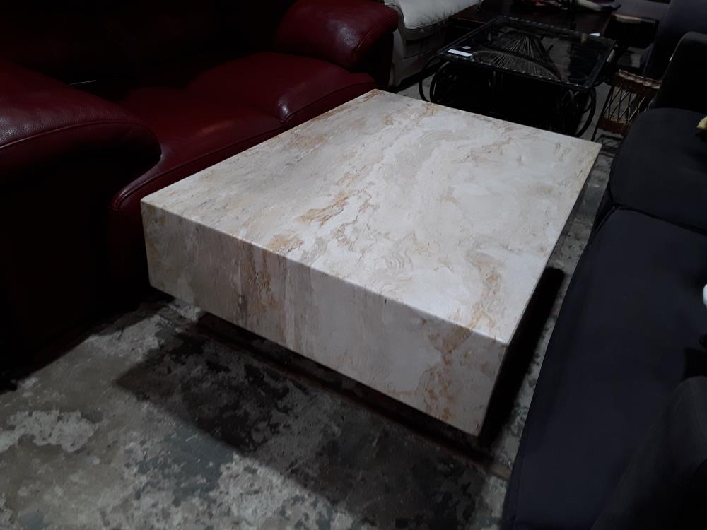 TABLE BASSE TRAVERTIN  100/70CM PIED CENTRAL