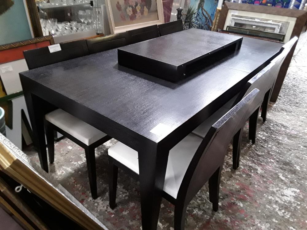 TABLE FRENE NOIR 190X95 MODENATURE FROTEMENTS ARRETE + ALL 45CM