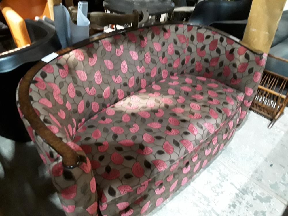 BANQUETTE PM TISSU VELOURS FLEURS TONS BORDEAUX MARRON