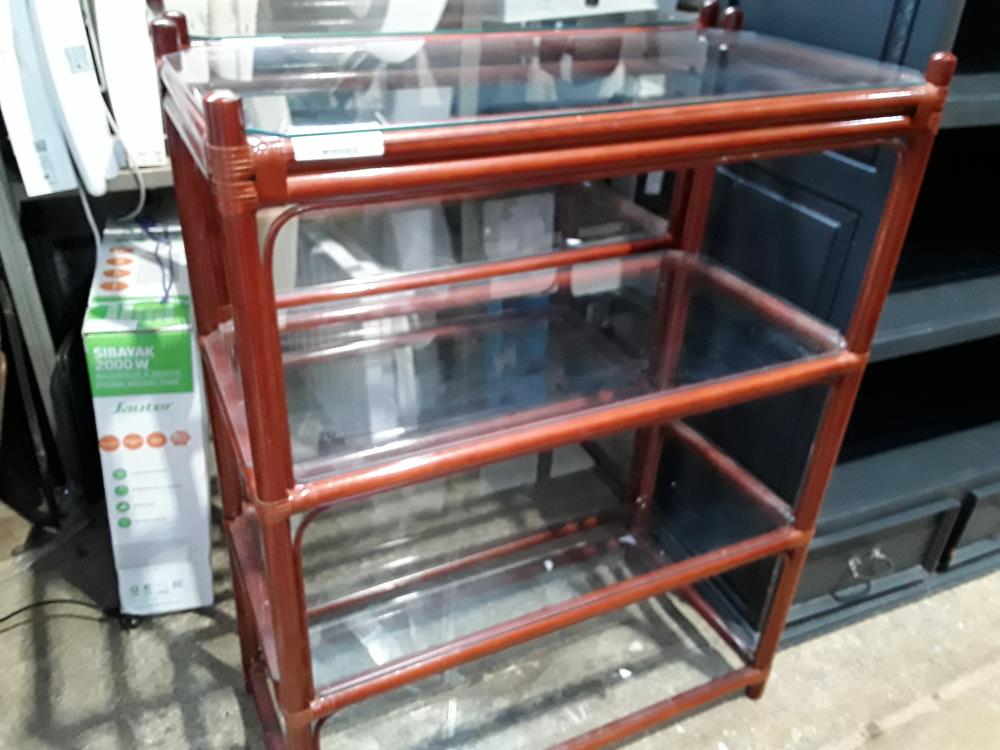 ETAGERE BAMBOU 86/112CM 4 NIVEAUX VERRE