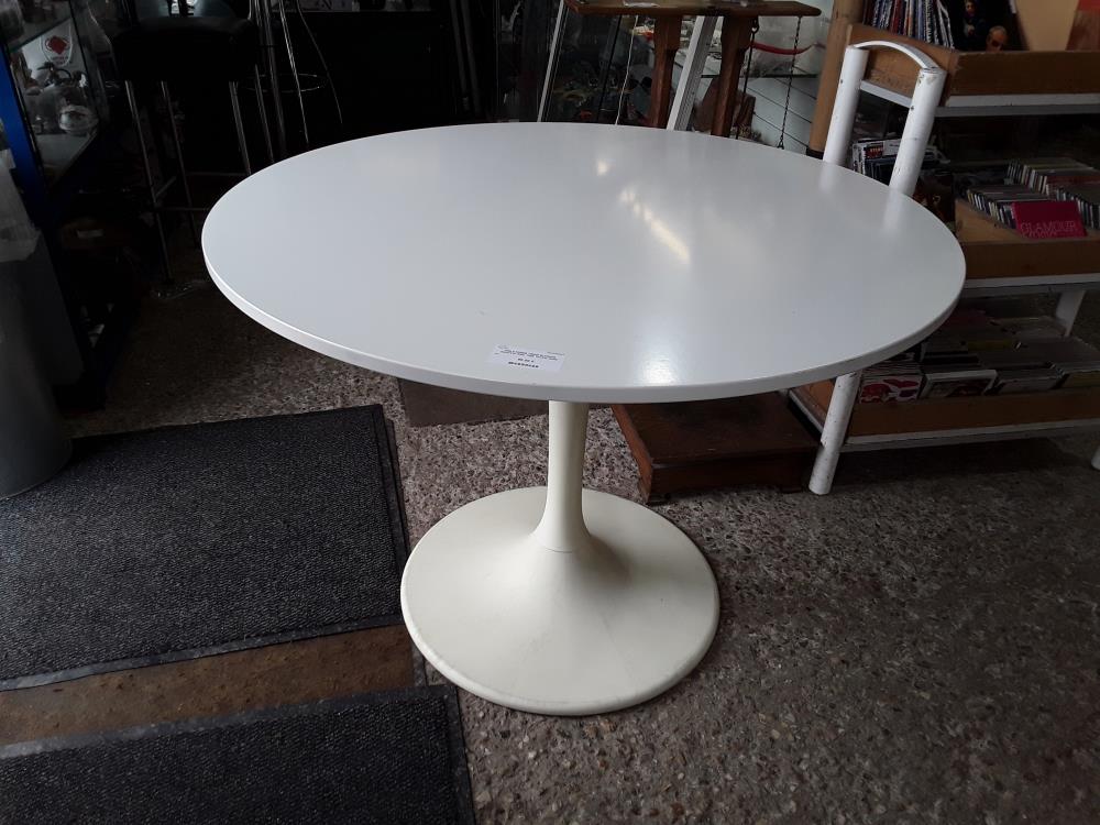 TABLE RONDE 105CM BLANCHE DOCKSTA IKEA  PIED TULIPE JAUNI