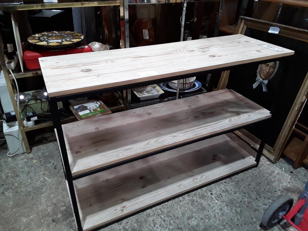 CONSOLE ETAGERE DECO MAISON DU MONDE 120X40 CM 3 PLATEAUX BOIS ET PIEDS METAL NOIR