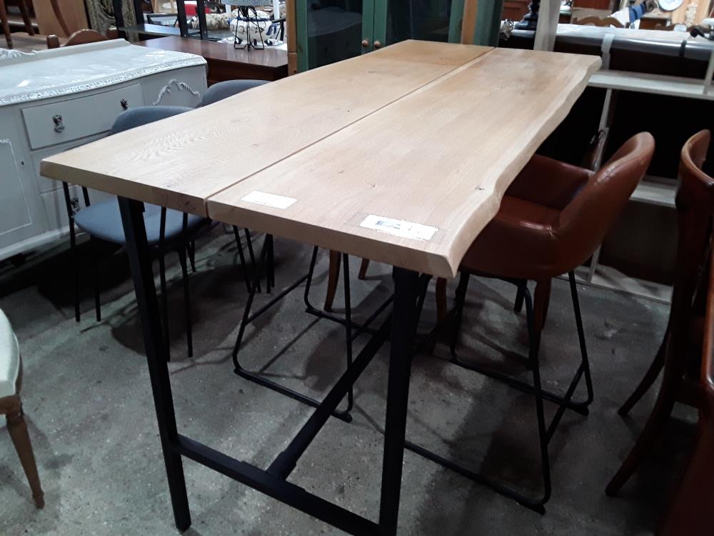 TABLE MANGE DEBOUT PLATEAU CHENE MAISON DU MONDE PIETEMENT  METAL NOIR