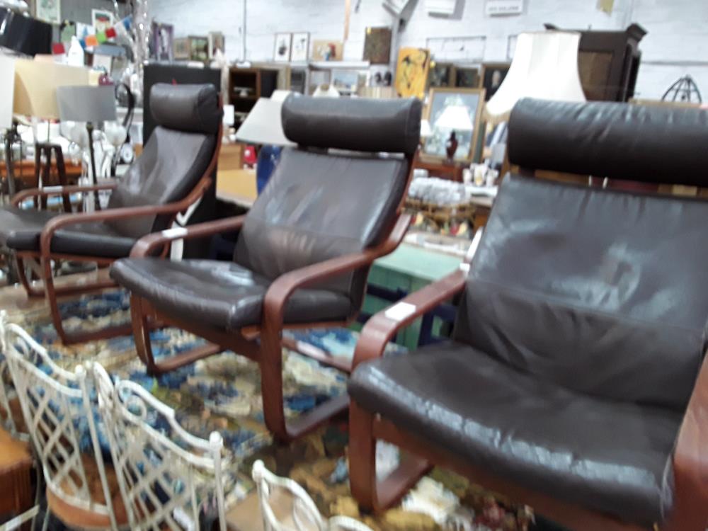 FAUTEUIL STYLE PAONG CUIR MARRON