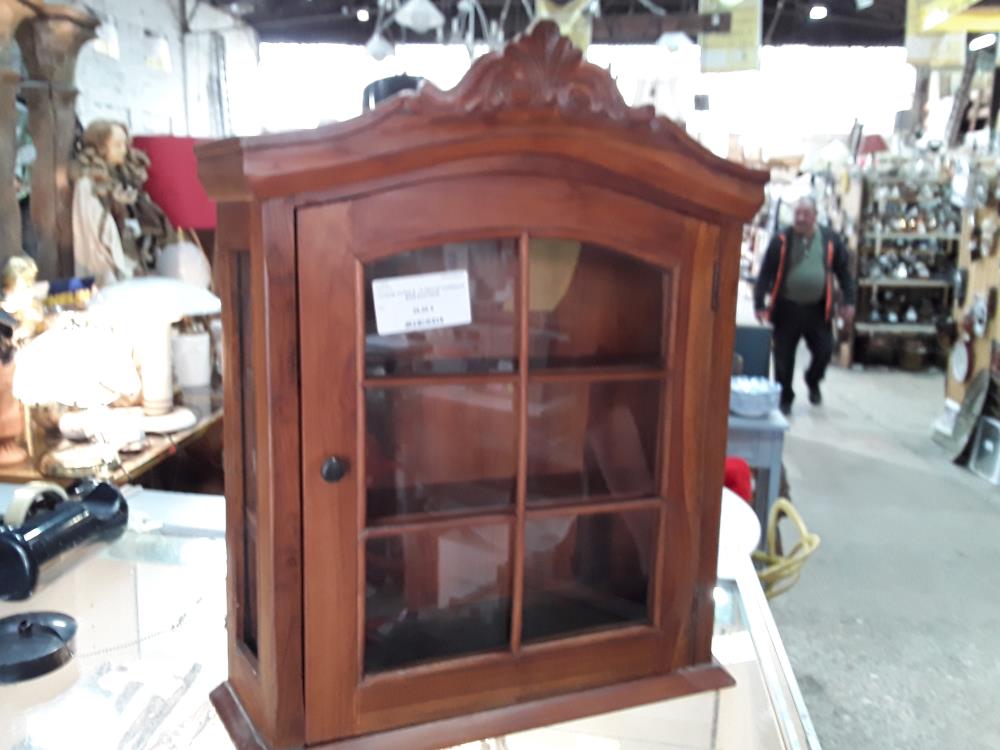 VITRINE MURALE  1P PETITS CARREAUX BOIS EXOTIQUE