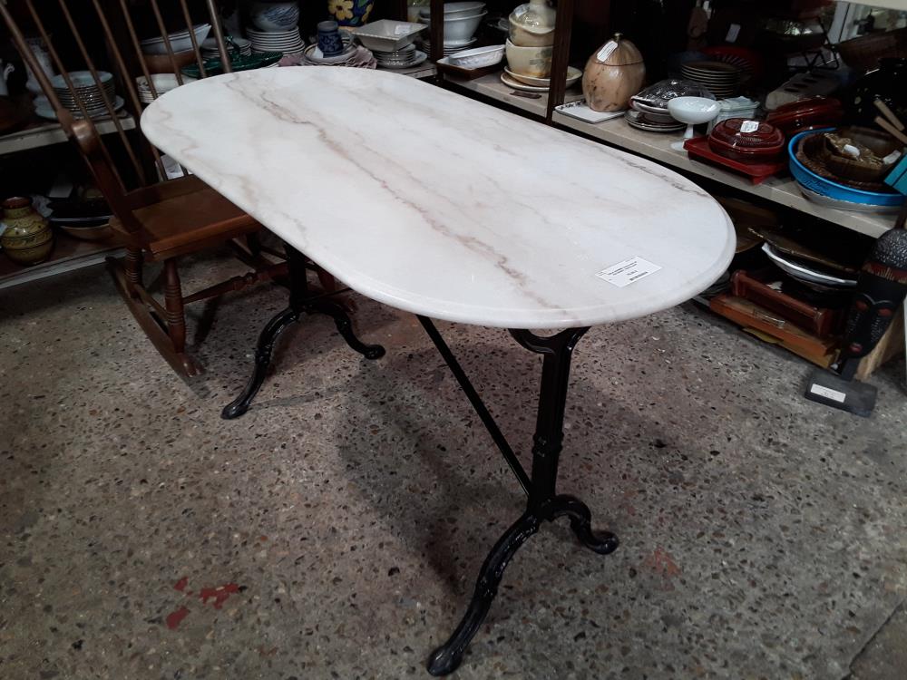 TABLE MARBRE OVALE 60X120 PIETEMENT FONTE NOIR