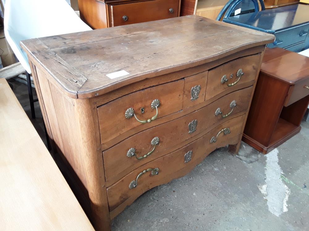 COMMODE 4T ANCIENNE CHENE POIGNEES BRONZE 