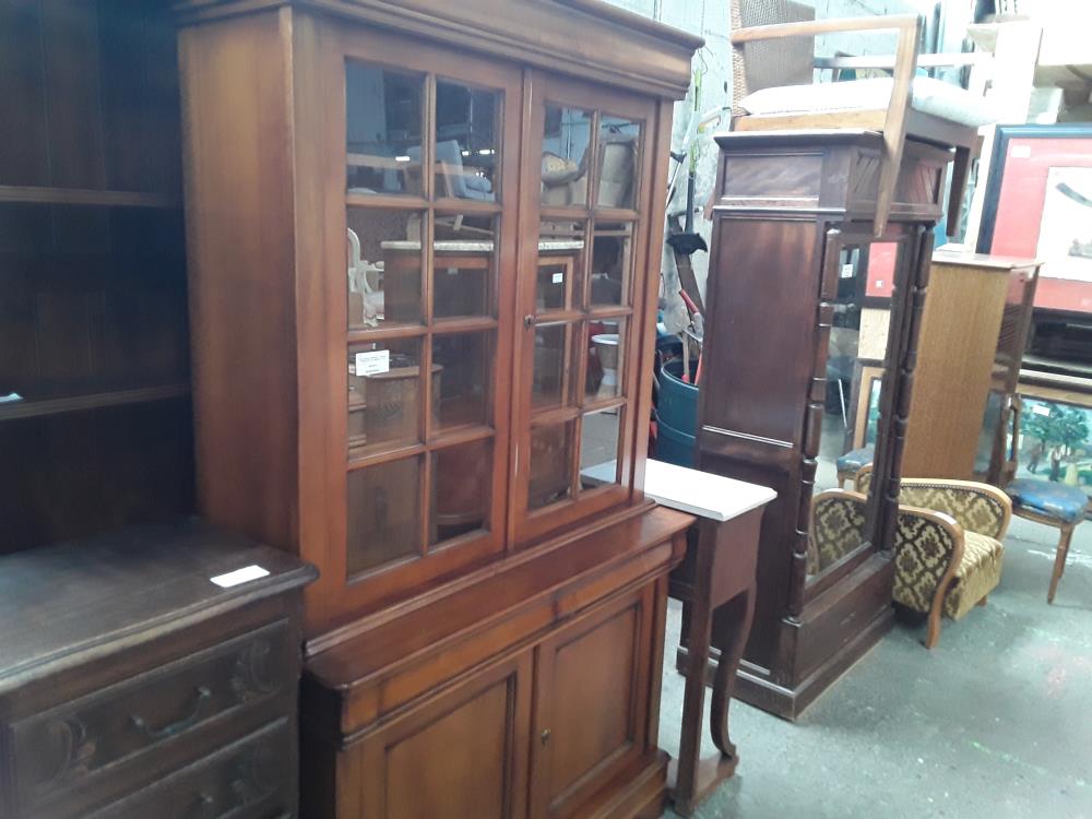 BIBLIOTHEQUE MERISIER 2 PORTES VITREES PETITS CARREAUX 2T 2P