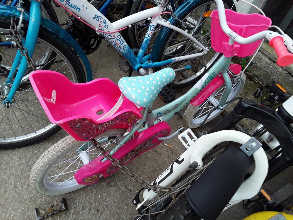 VELO ENFANT VERT ET ROSE SHINE AVEC PANIER