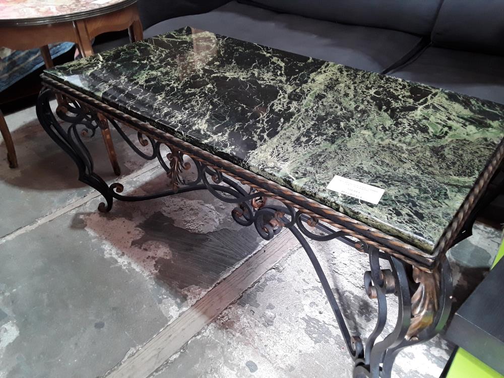 TABLE BASSE FF PLATEAU MARBRE VERT VINTAGE95X50