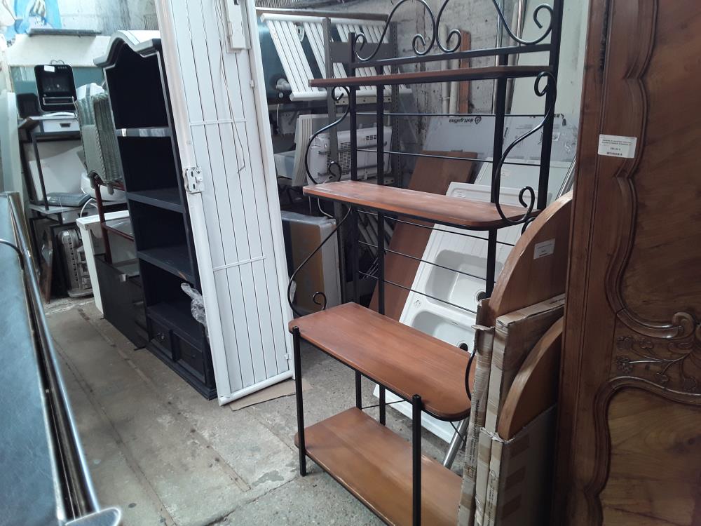 ETAGERE TYPE BOULANGER 4 NIVEAUX FER NOIR ET BOIS