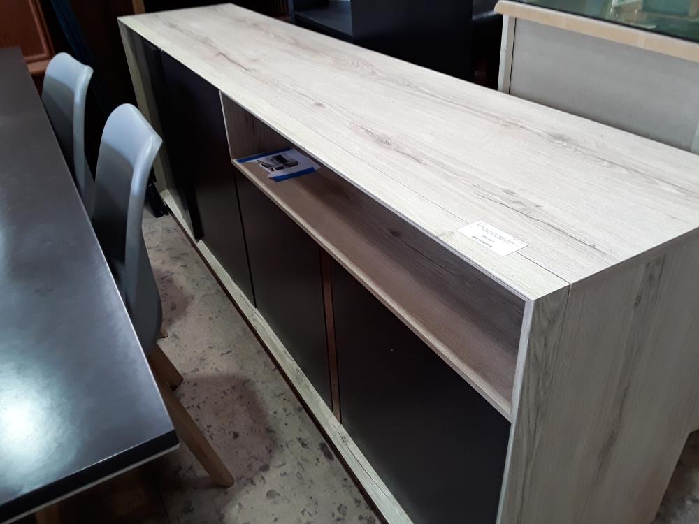 BUFFET BAS 213 CM DECO CHENE 4P 1 NICHE LAQUE GRIS ITALY