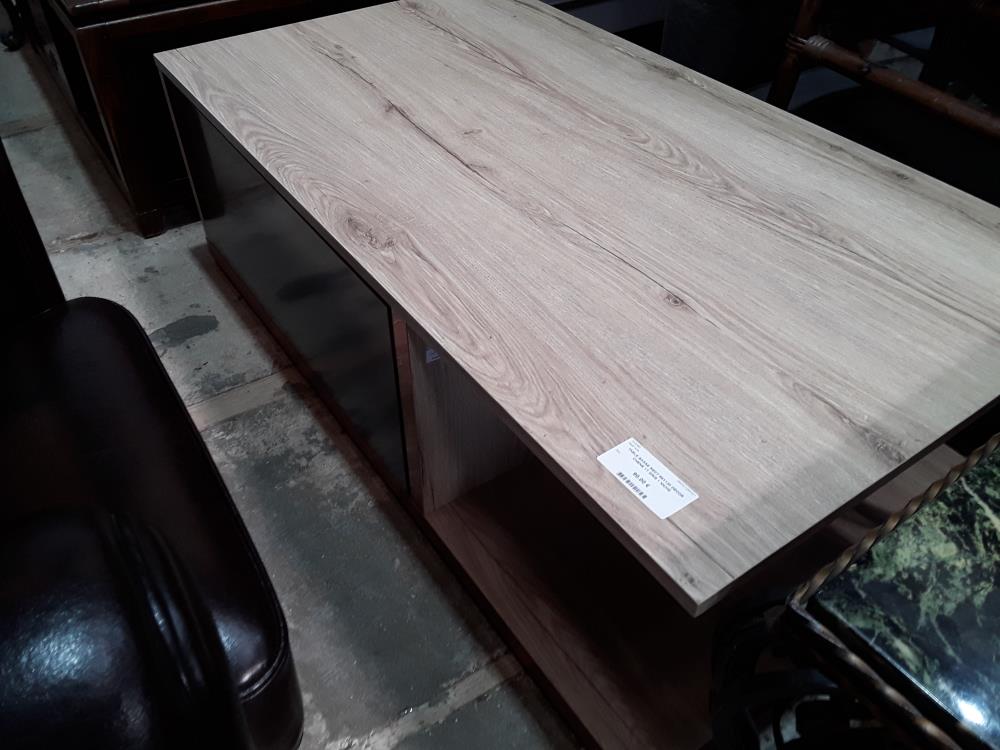 TABLE BASSE RECT 66X120 DECOR CHENE 1T GRIS 1 NICHE