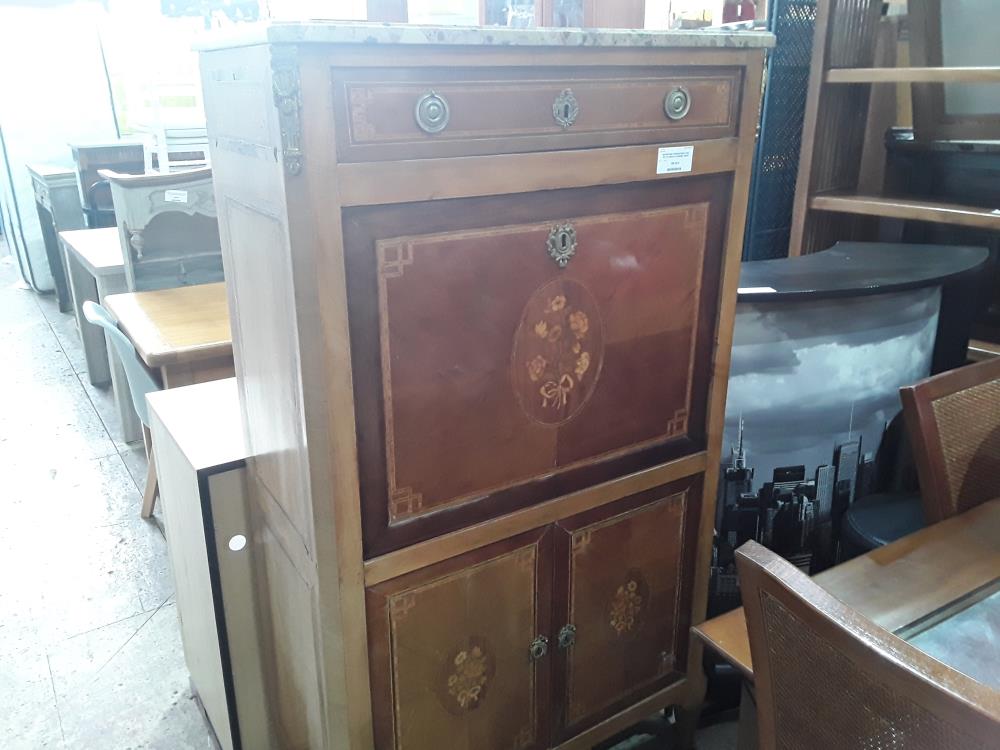 SECRETAIRE MARQUETERIE AVEC PETITS DEFAUTS MARBRE BEIGE