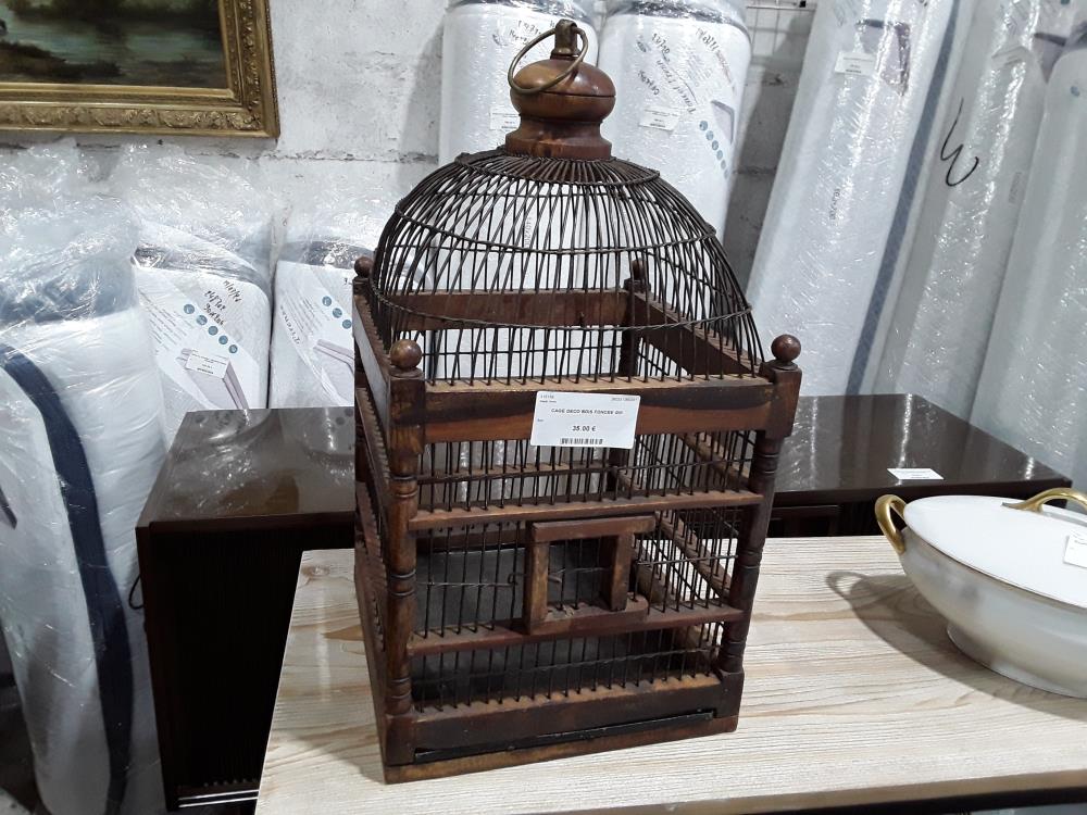 CAGE DECO BOIS FONCEE GM 